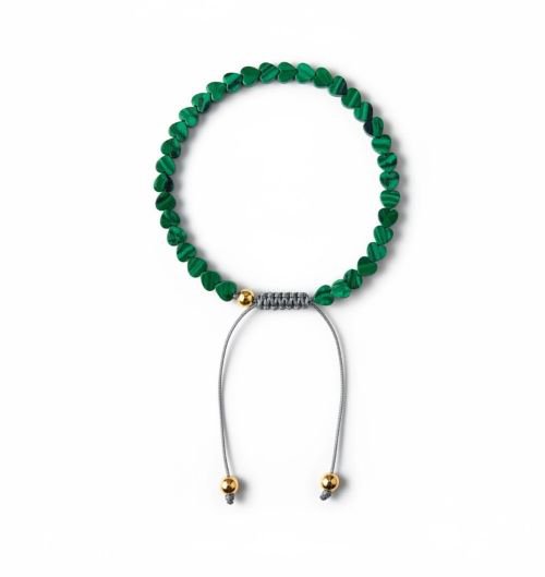 Women's bracelet Malachite 4 mm hearts
