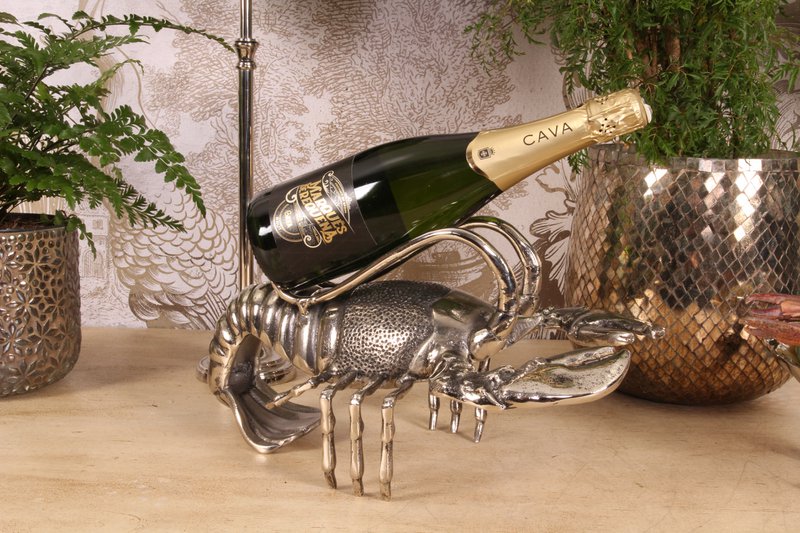 Flessenhouder Kreeft 41 cm - Zilver - Aluminium