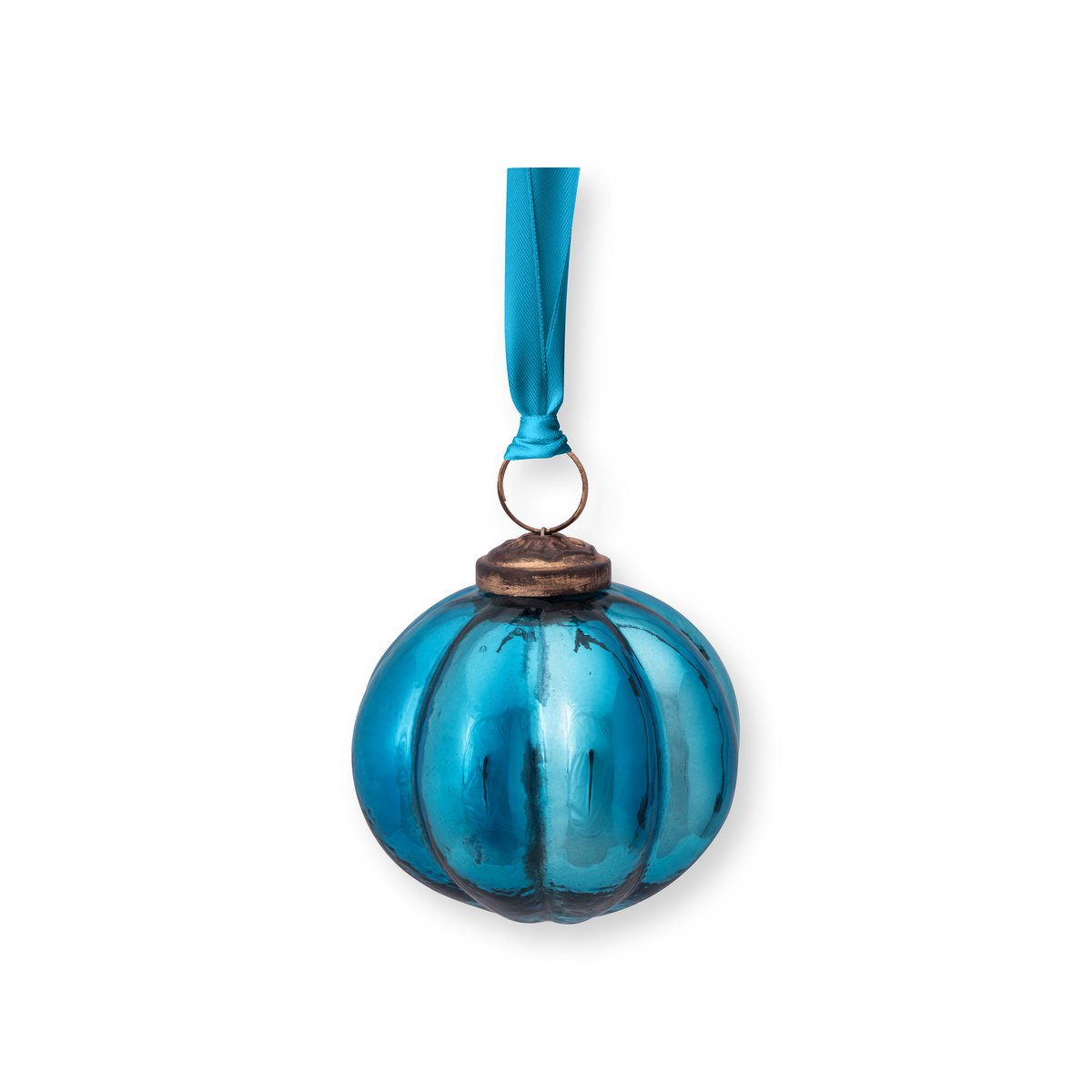 Ornament Glass Stripes Blue 7.5cm