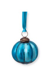 Ornament Glass Stripes Blue 7.5cm