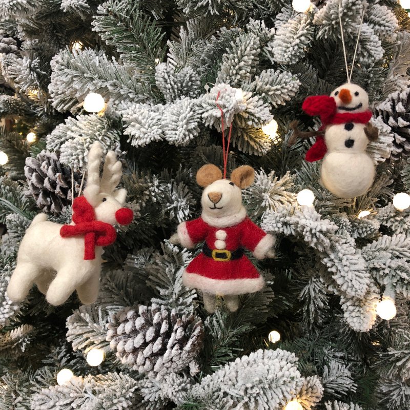 Håndlavet filt, biologisk nedbrydelig juledekoration, Fru Santa Paws
