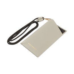 RB1087F | Brillen-/Smartphone-Halter mit Schultergurt, hergestellt in Italien aus echtem, glattem, mattem Leder. Graue Farbe