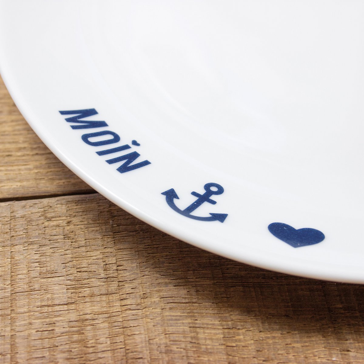 Plato de porcelana Moin ancla corazón