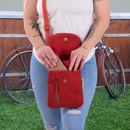 Sunsa Damen Umhängetasche. Crossover Handy Tasche aus Canvas/Leinwand & gestreifte Baumwolle. Kleine Messenger Bag mit mehreren Fächern…