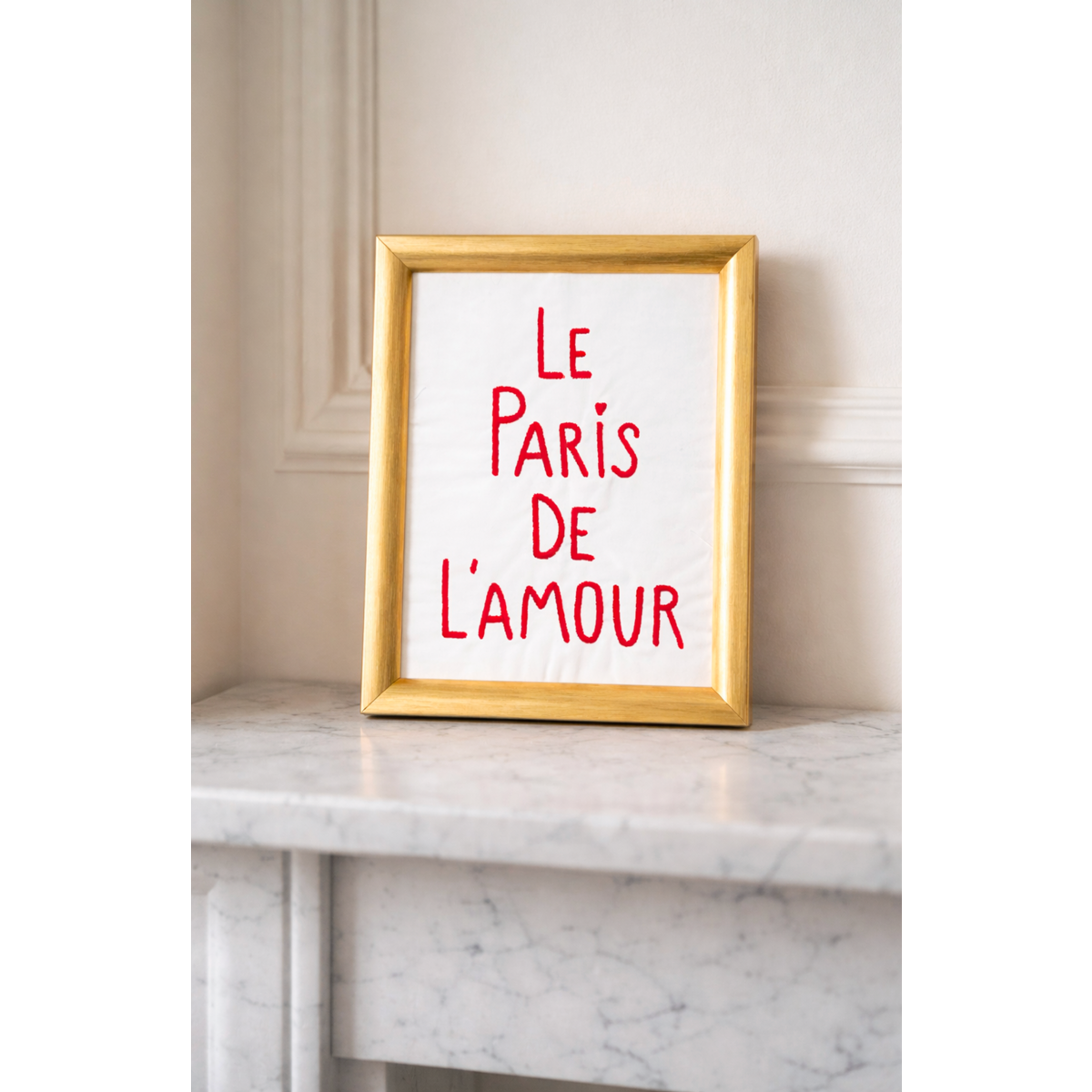 Paris in embroidered cotton frame
