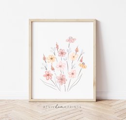 Wildflowers poster, wildflowers bouquet print, floral nursery print, botanical poster, flower poster, floral nursery print, wildflowers print, floral nursery poster