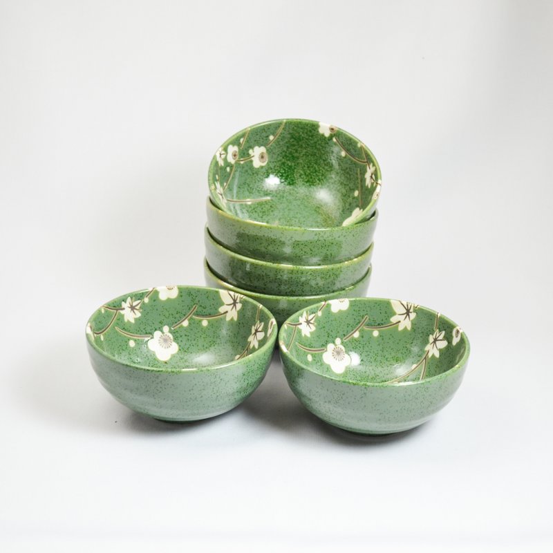 Cha wan te skål Raku grøn/beige 12x6cmH (B)