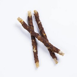 Brown twisted lamb chew sticks, natural pet treats, 1 meter long dog chews