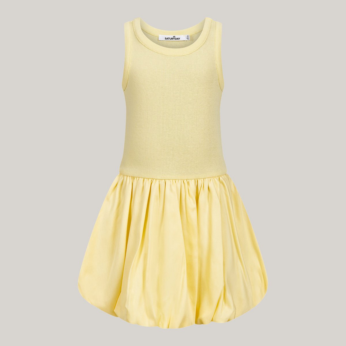 Balloon dress made of cotton with tank top top in yellow