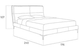 Bett mit Kunstlederbezug und Kissen