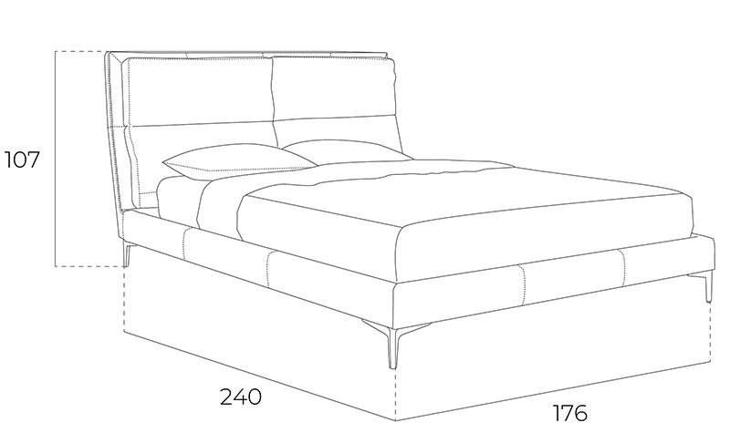 Cama tapizada en polipiel con cojines
