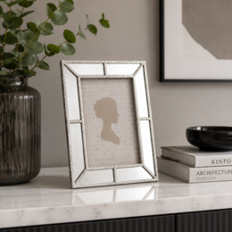 White gray mirrored resin photo frame 24x19 cm