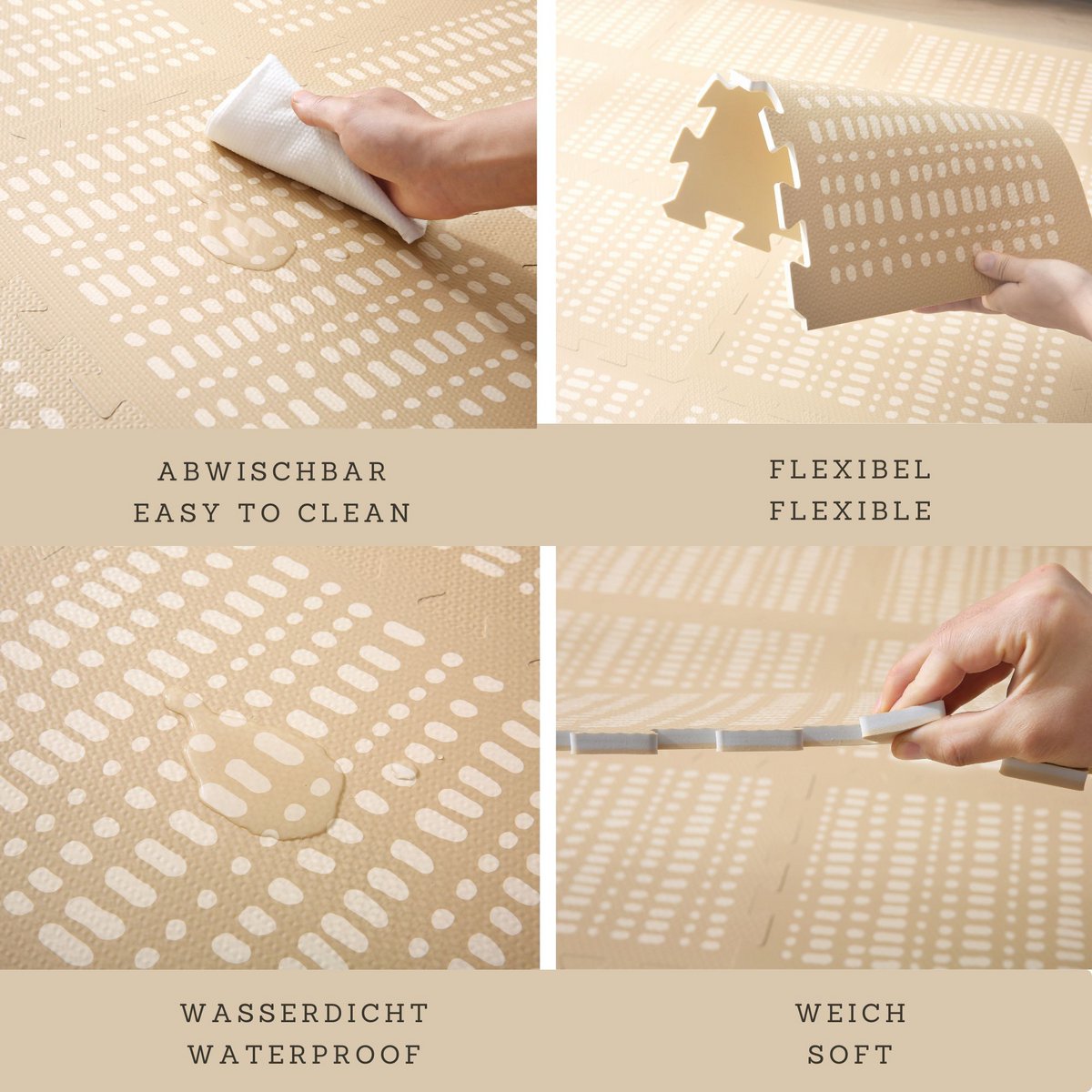 Hakuna Matte XL Puzzle Legemåtte - Hygge, Beige (1,7 x 1,2 m)