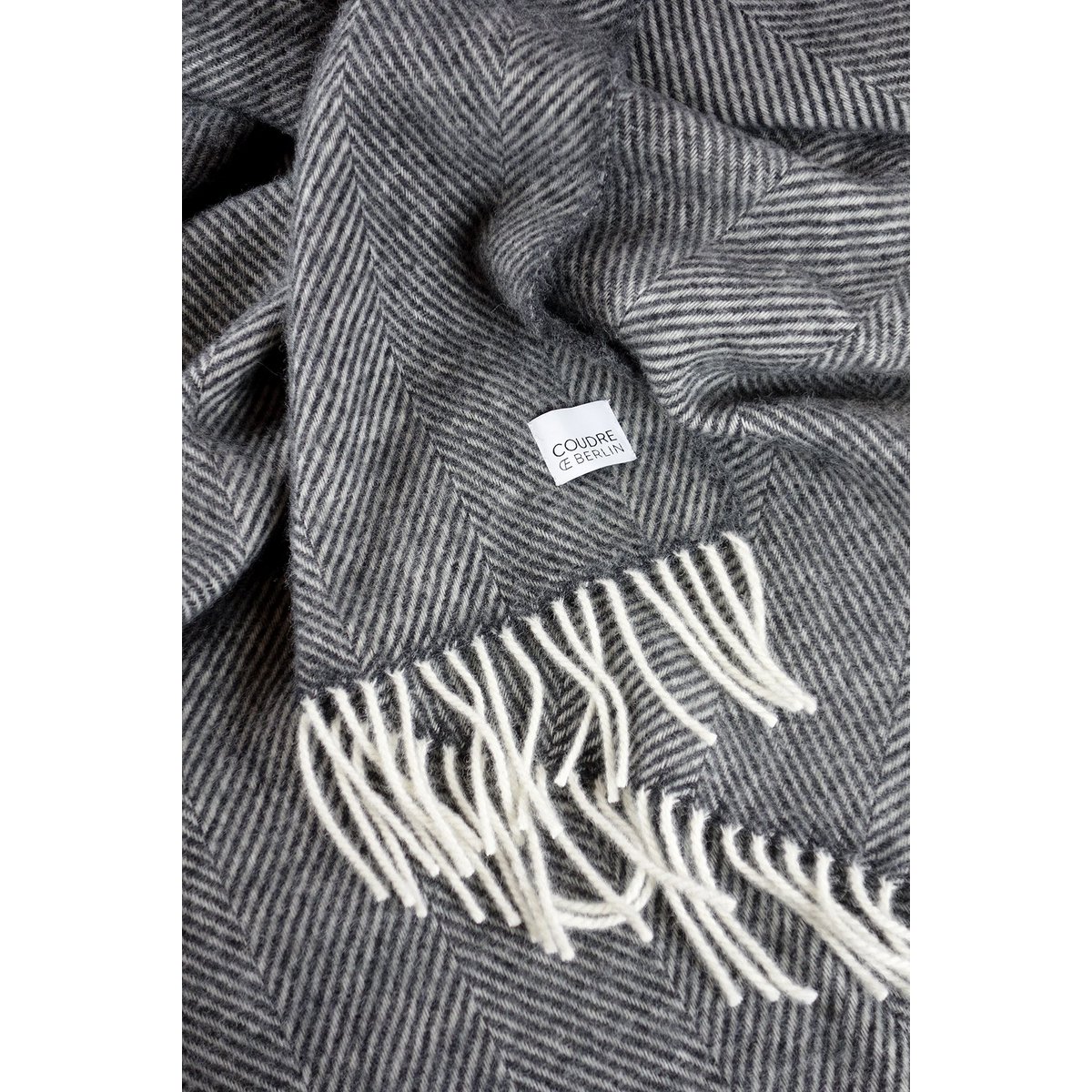 Wool blanket / cuddly blanket herringbone anthracite