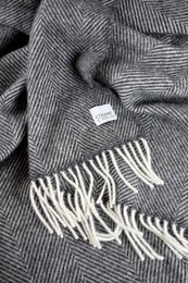 Wool blanket / cuddly blanket herringbone anthracite