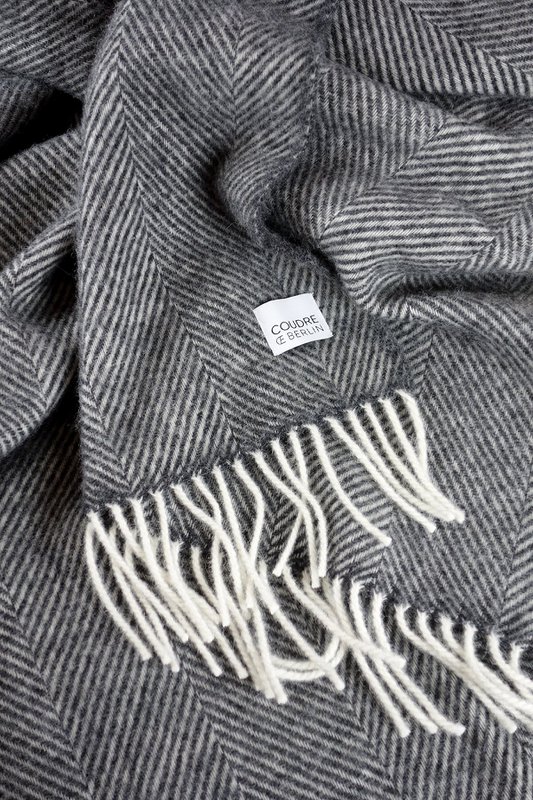 Wool blanket / cuddly blanket herringbone anthracite