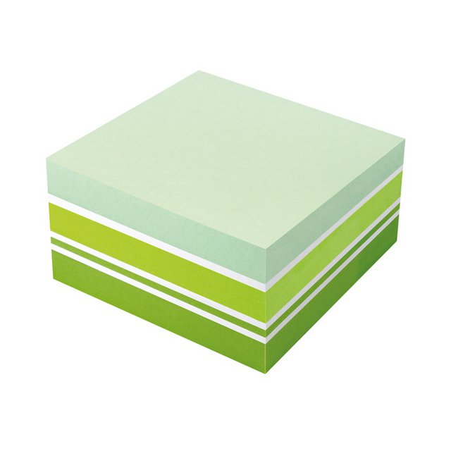 Info notes 75x75mm assorti blok a 400 vel wit, 3 soorten groen