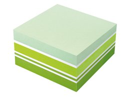 Info notes 75x75mm assorti blok a 400 vel wit, 3 soorten groen