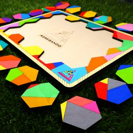Colorful Hexagon Wooden Puzzle • Brain Teaser Game • Logic and Spatial Thinking Toy • Modern Home Decor • Educational Gift for Kids & Adults