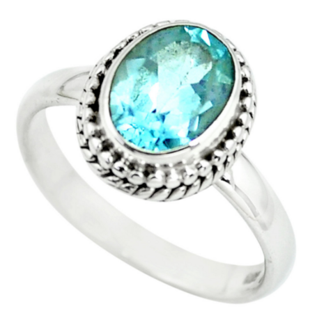 Ring „Geist und Selbstausdruck“ aus Blautopas und 925er Silber