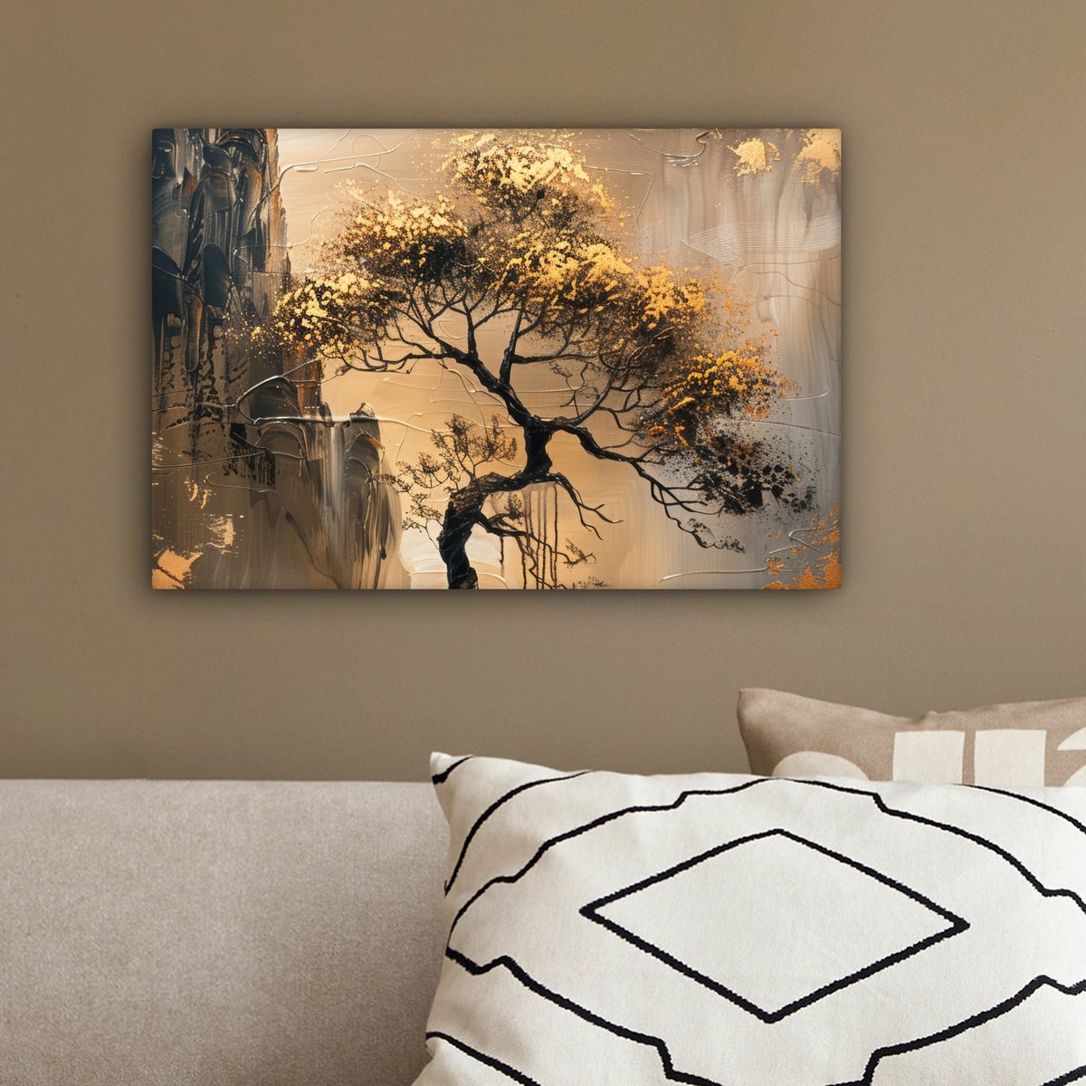 Peinture sur toile - décoration murale - or - paysage - peinture - décoration murale salon - décoration de chambre moderne - peintures abstraites