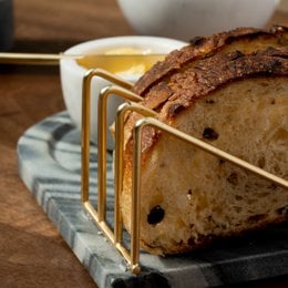 Serviertablett | Grauer Marmor-Frühstücks-Akzent-Toast | Gold