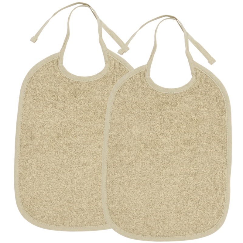 Bib with tie closure, terry cloth Sand