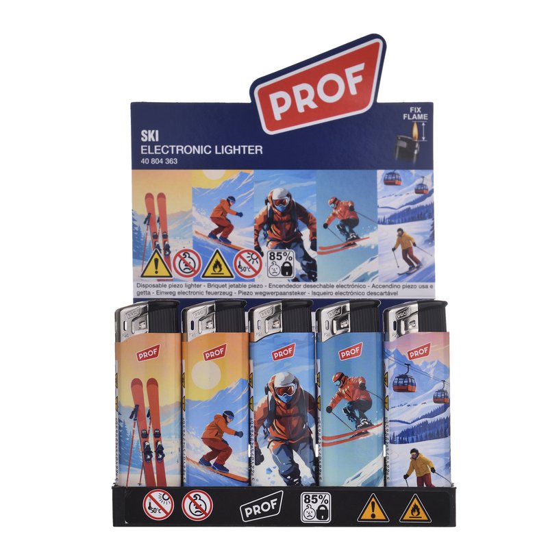 Briquet Électronique PROF Fix Flame Motif Ski