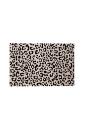  Rectangular bath mat with a leopard print pattern in neutral tones, suitable for a modern bathroom.