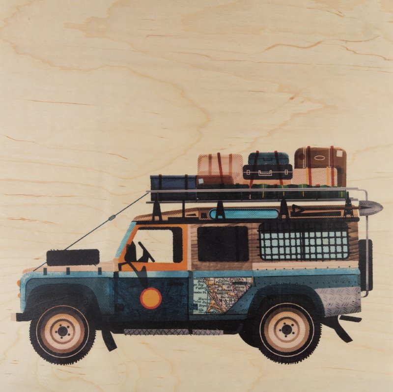 Poster 33T/12 inch in wood p.travel 4x4