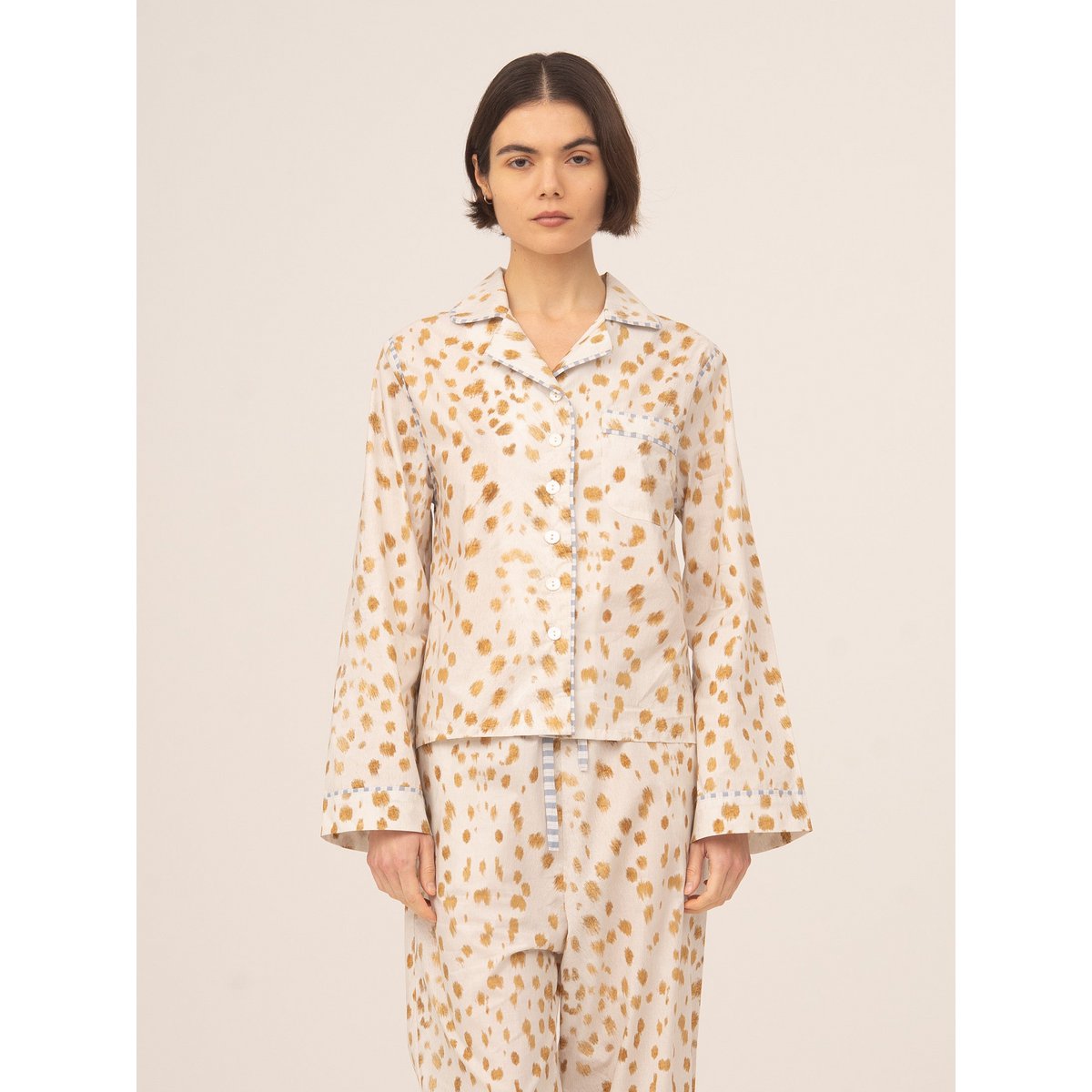 White Bambi Deer Print Pyjama Shirt