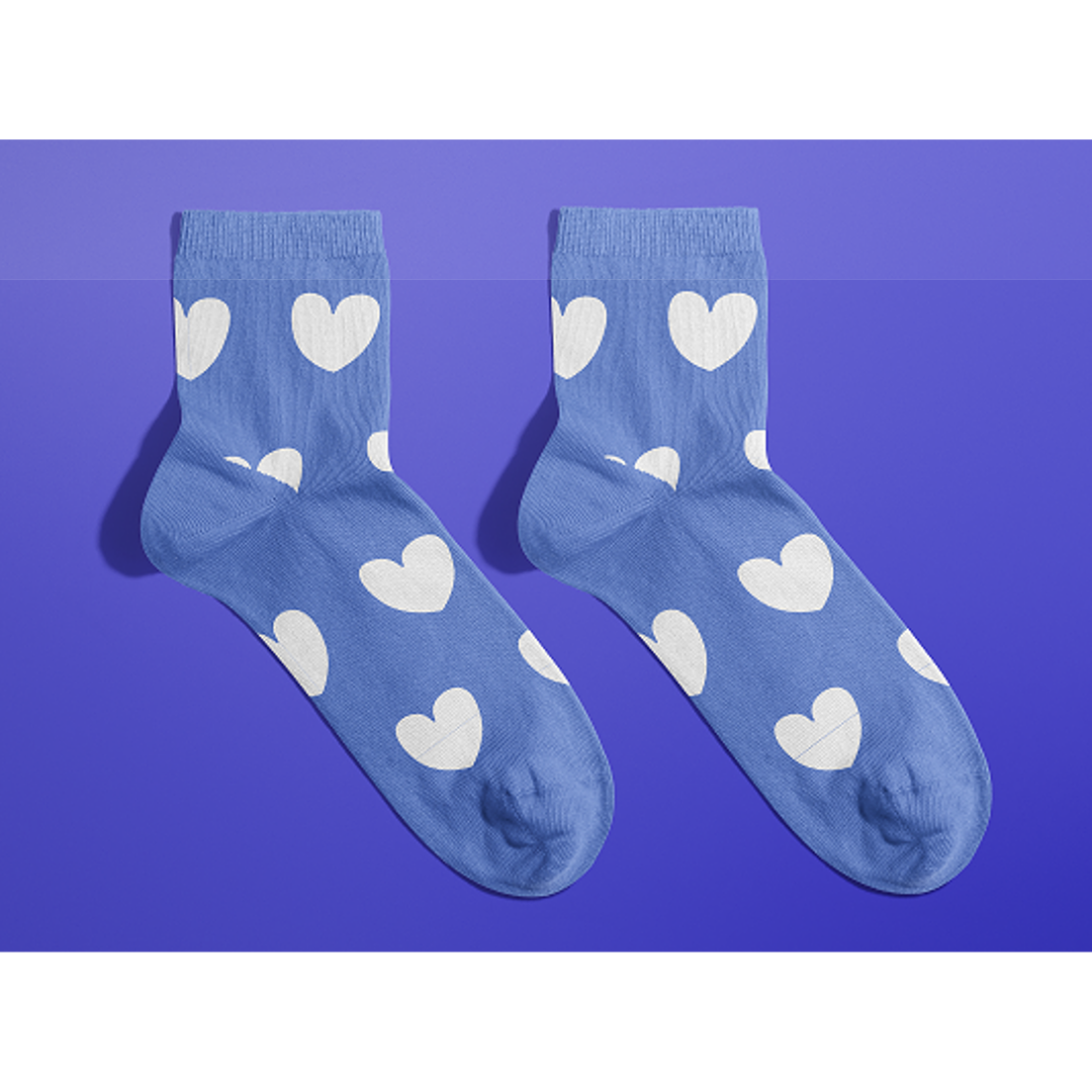 Socquettes - Les inséparables - coeur blanc bleu pastel