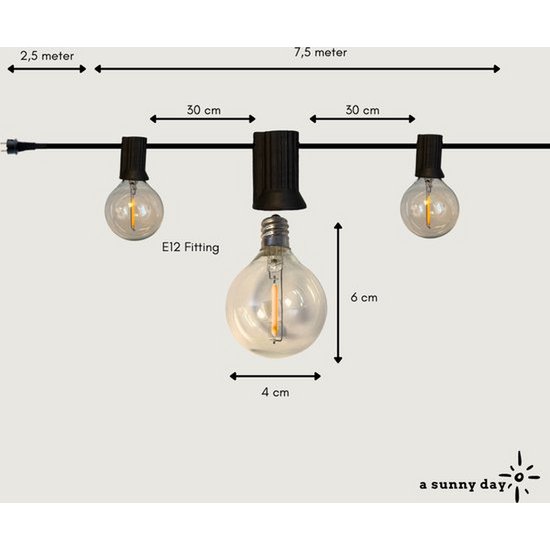 7,5 Meter Lichtkabel mit 25 LED-Lampen