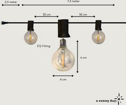 7,5 meter lysledning med 25 LED-lamper