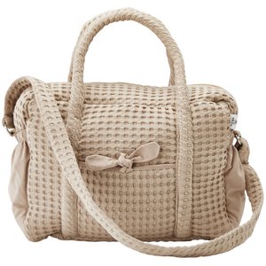 Latte embossed cotton diaper bag