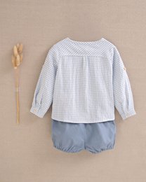 Set Baby Boy Hellblau Vichy kariertes Hemd und Shorts M19-21501394