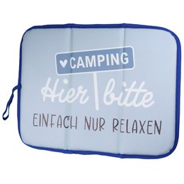 Sitzkissen to go, rechteckig, "Camperglück", Spruch, Kunststoff, blau, VE 8, L. 30 cm, B. 40 cm, H. 1 cm