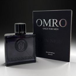A dark, masculine fragrance with notes of leather, cedar wood, and patchouli. The bottle has a sleek, modern design.