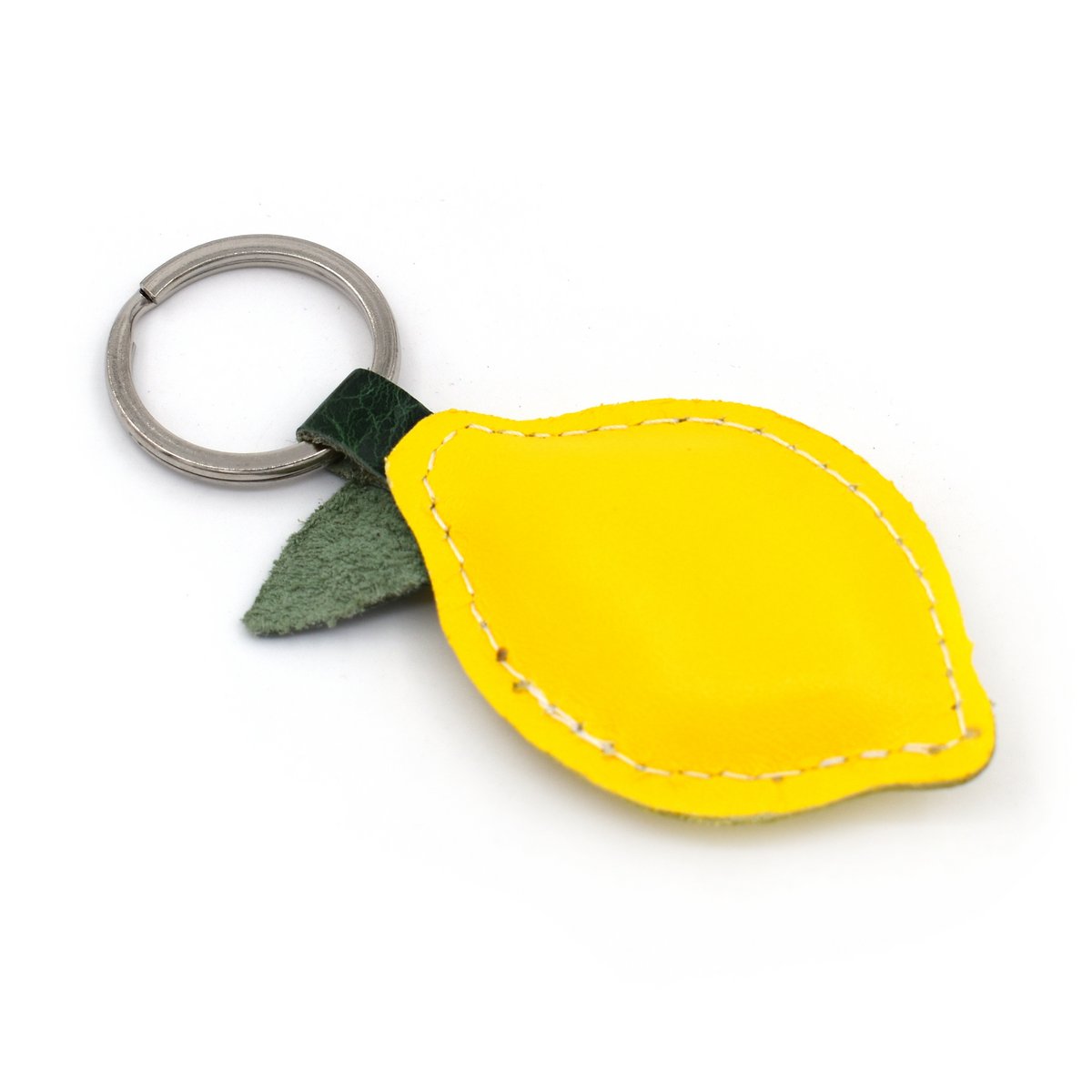 Leren Sleutelhanger Geel Citroen Handgemaakt