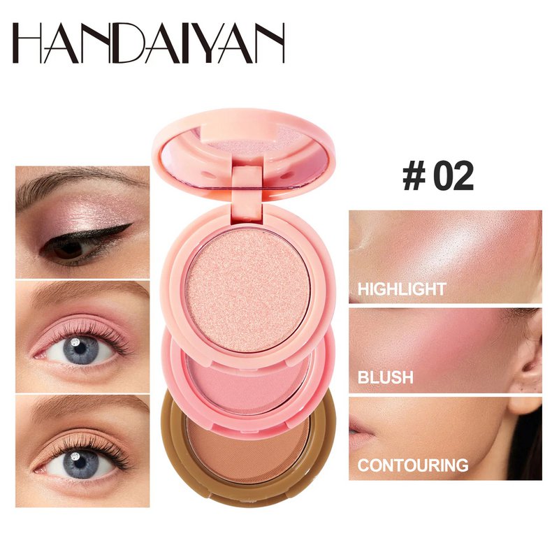 3 in 1 Matte Highlighter Contouring Blush Palette Parelglanzende oogschaduw Multifunctioneel Gezichtsmake-uppalet Vrouwelijke cosmetica