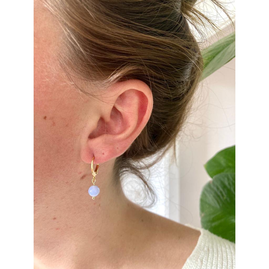 Natural Stone Earrings Stainless Steel gold/silver 'Agate'