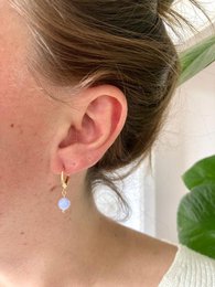 Natural Stone Earrings Stainless Steel gold/silver 'Agate'