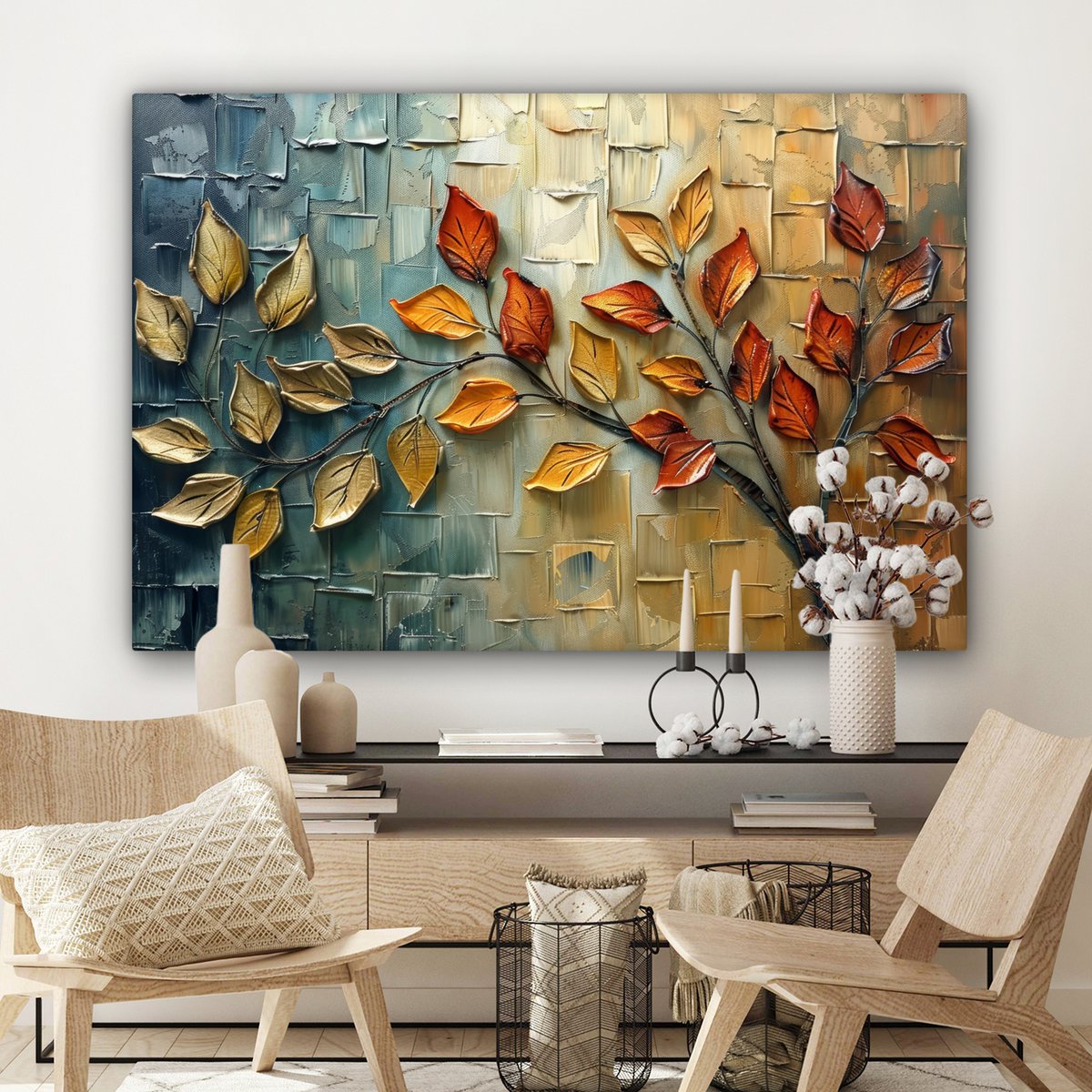 Canvas schilderij  - Wanddecoratie Boom - Abstract - Natuur - Kunst - Muurdecoratie woonkamer - Kamer decoratie modern - Abstracte schilderijen