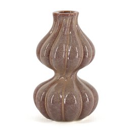 Earthenware candle holder duo brown