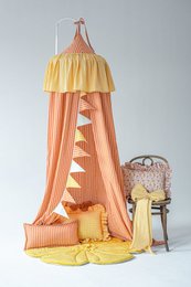 Dosel infantil con volante "naranja y rosa"