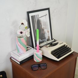 Candle holder - Marshmellow- Pink/Mint/Lilac - 8,5x8,5x9cm
