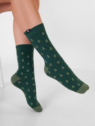 Organic Socks Trees - Green socks with a Christmas tree pattern