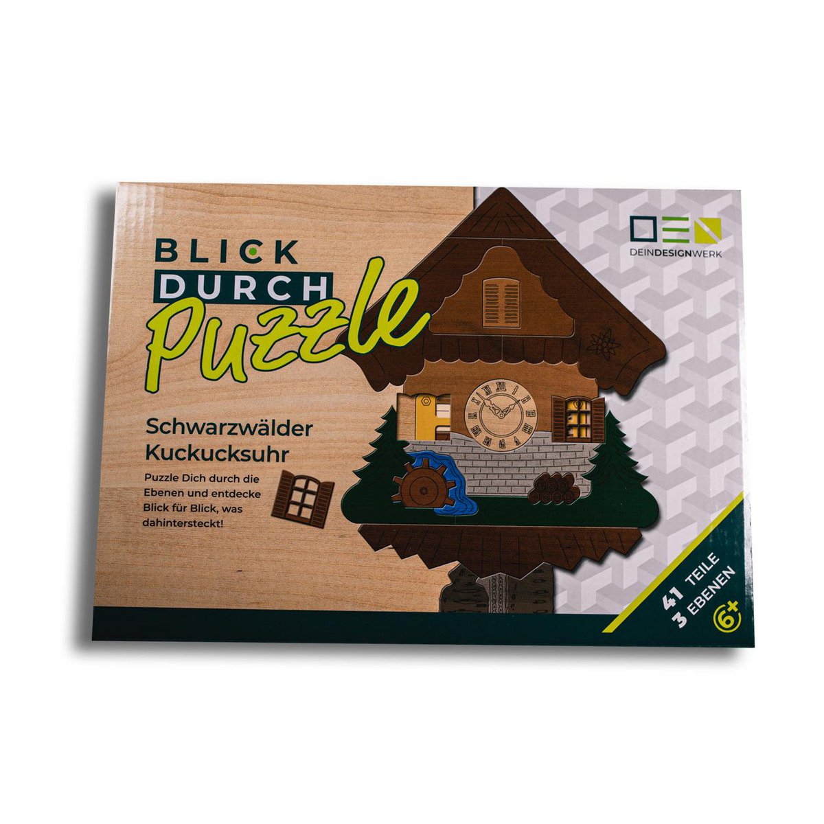 Doorkijkpuzzel: koekoeksklok uit het Zwarte Woud | Meerlaagse houten puzzel voor het hele gezin | Cadeau voor liefhebbers van het Zwarte Woud
