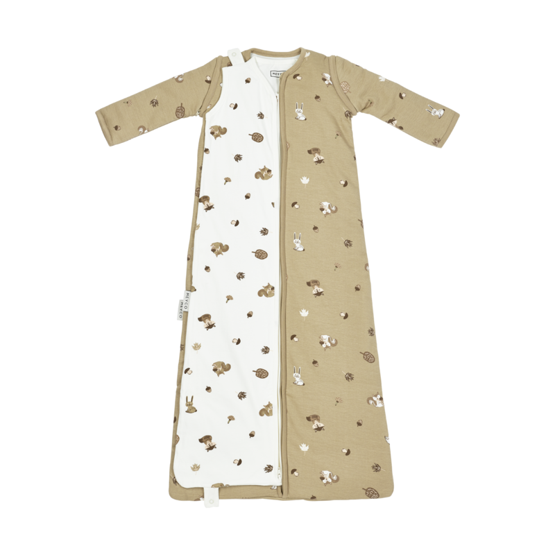 Sovepose 4-sæson interlock jersey Skovdyr Sand one size