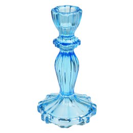 Tall glass candle holder - Blue